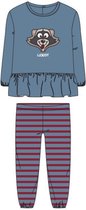 Woody pyjama baby meisjes - blauw - wasbeer - 212-3-WPG-V/858 - maat 80