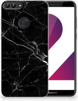 Backcover Marmerlook Hoesje Huawei P Smart Zwart - Telefoonhoesje - Smartphonehoesje - Zonder Screen Protector