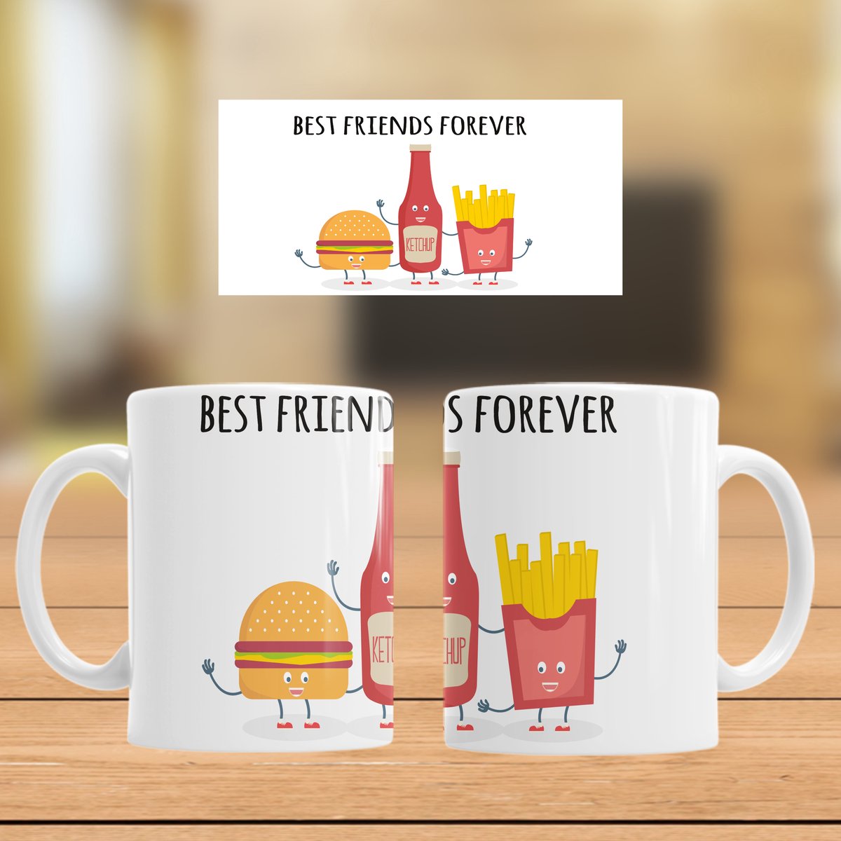 Mok Best Friends Forever (hamburger met ketchup en frietjes)