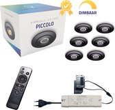 Ledisons LED Inbouwspots met Afstandsbediening Piccolo Zwart Set 1 spotjes met Driver - Dimbaar Kantelbaar IP54 3W 2700K Warm wit licht 240V 38 Stralingshoek >80 CRI Traploos Dimme