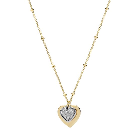 Fossil Damesketting van roestvrij staal en glassteen 32029431, Roestvrij staal, Geen edelsteen