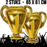 Allernieuwste 2 STUKS Opblaasbare Bekers - Nummer 1 Champion - Winnaar Kampioen - Folie Helium Ballon Trofee - Sport Feest Winnaar - Goud - 2 Stuks