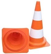 2 stuks Verkeerskegel 50 cm PVC | Oranje - Wit | Pion - Pylon - Kegel - Pilonnen - Pionnen | Elastisch PVC | Veiligheid - Verkeer - Afzetten | De Veiligheids-winkel