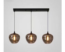 Mbc living - Hanglamp 3 lichts - Apple smoke glas - zwart ophangplaat 100x10cm