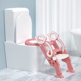 furnibella-Zindelijkheidstraining toiletbril, met opstapje ladder, verstelbare opvouwbare peutertraining toiletbril stoel met veilige handgrepen, zacht gevoerde zitting, antislip brede opstap