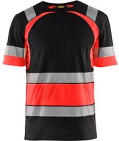 Blaklader T-shirt High Vis 3421-1030 - Zwart/High Vis Rood - M