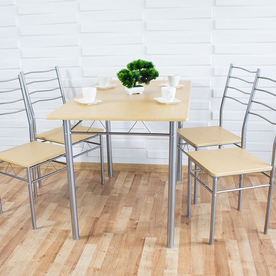 segment schroef Conceit Een set tafel + 4 keukenstoelen voor de eetkamer van de keuken modern X001W  110cm x 70cm | bol.com
