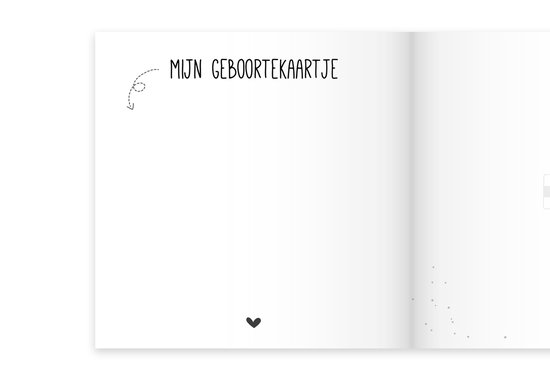 Pagina met de titel 'Mijn geboortekaartje' met ruimte om een geboortekaartje te plakken.