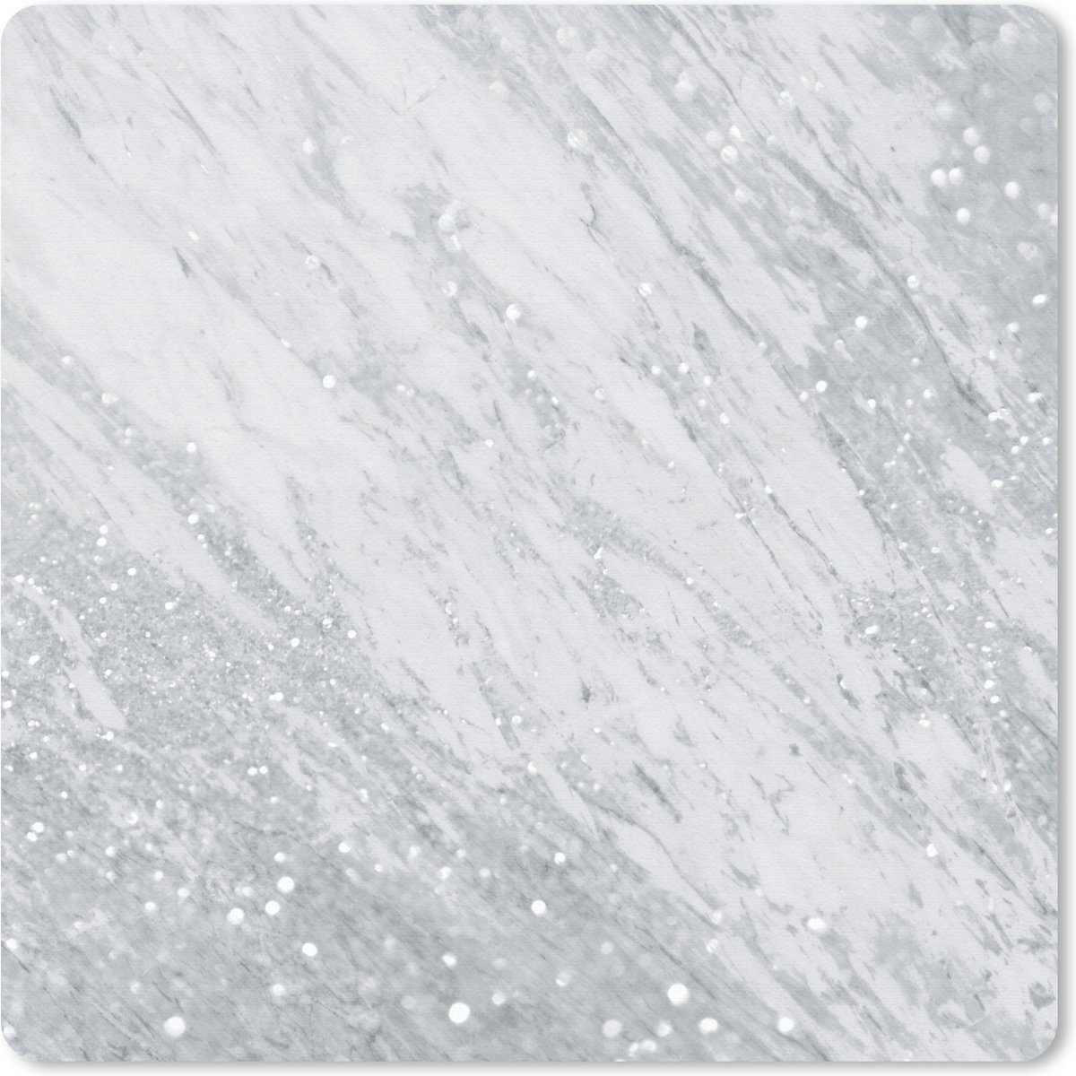 Muismat 30x30 cm - Mousepad Marmer - Glitter - Zilver - Muismatten