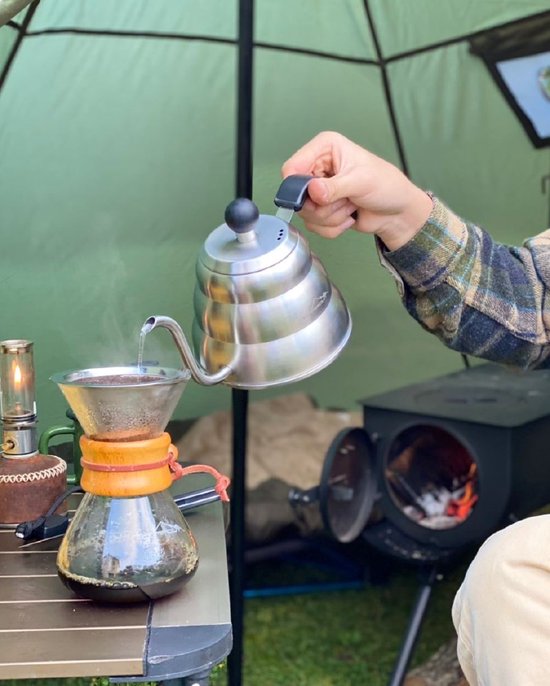 Thee/Koffieketel - RVS - Roest Vrij Staal- 1 L - Theepot Waterkoker Camping  & Outdoor | bol.com