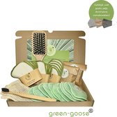 green-goose® Duurzaam Verzorgingspakket Parana | 7-delig | 25 Herbruikbare Wattenschijfjes | Bamboe Massage Haarborstel | Bamboe Wattenstaafjes | Bamboe Tandenborstel