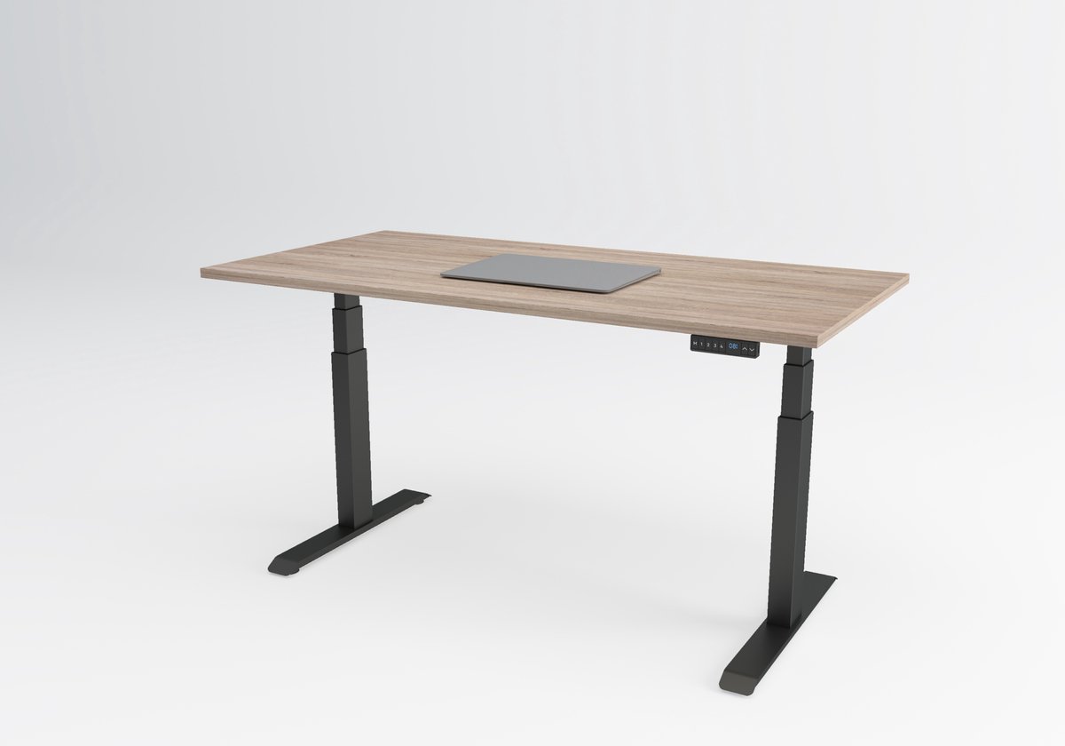 Tri-desk Premium | Elektrisch zit-sta bureau | Zwart onderstel | Robson eiken blad | 120 x 80 cm