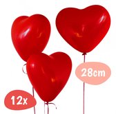 Hartjes Ballonnen - Rood - 28 CM - 12 Stuks - Latex Ballonnen Set - Geschikt Voor Helium