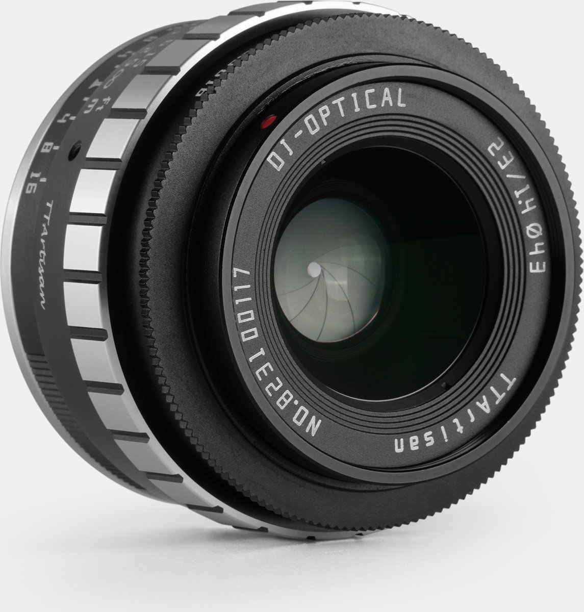 TT Artisan - Cameralens - 23mm F1.4 APS-C Voor Panasonic/Olympus M43-vatting, zwart + zilver