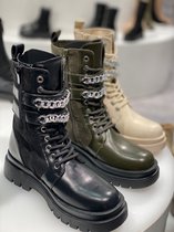 Dames Laarzen met Sierketting - Platform Laarsjes voor Vrouwen - Zwart - Maat 36