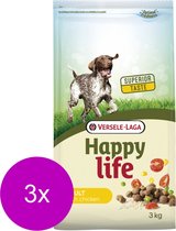 Happy Life Adult Kip - Hondenvoer - 3 x 3 kg