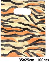 Draagtas Tijger - Giftbag Kunststof - 100 Stuks - 35x25 cm