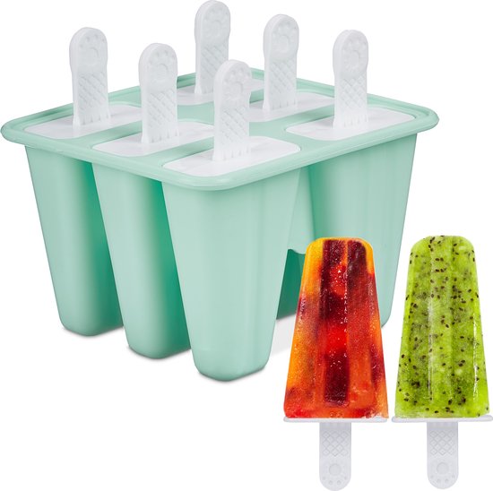 moules à glace relaxdays avec bâtonnets - 6 pièces - moule à glace à l'eau  en silicone