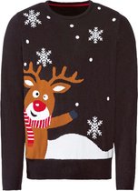 AG Kersttrui - Rudolph de Rendier - Maat L - Vrolijk & gezellig patroon - Kersttruien - Heren & Dames - Kerstman- Christmas Sweater -foute kersttrui - Rendier - Rudolph the Red-Nosed Reindeer