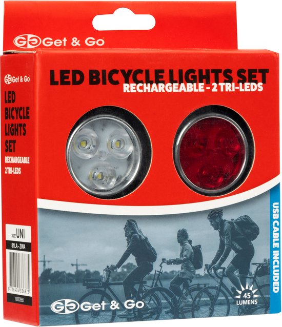 Set d'éclairage de Éclairage de vélo à LED Get & Go rechargeable - TRI- LED 45 -