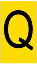 Mini letter Q, geel zwart 14 x 19 mm - 54/vel
