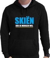 Apres ski trui met capuchon Skien doe ik morgen wel zwart  heren - Wintersport hoodie - Foute apres ski outfit/ kleding/ verkleedkleding 2XL