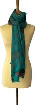 Dames sjaal Kani - groen met meerkleurig Kani patroon