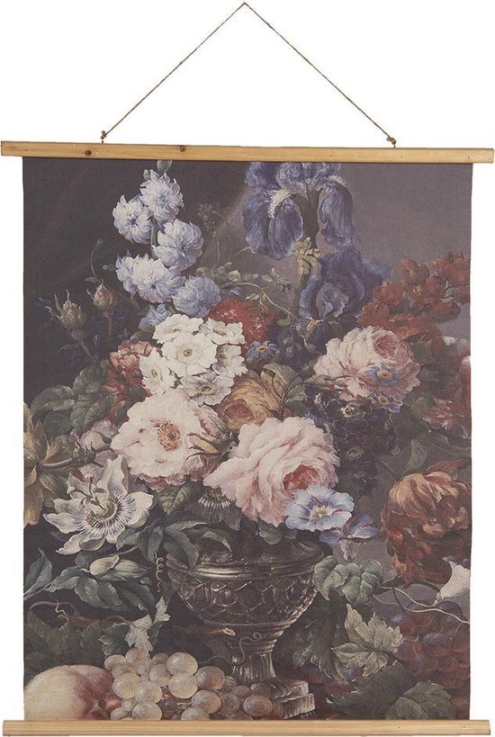 Wandkleed 80*2*100 cm Meerkleurig Hout, Textiel Rechthoek Bloemen Wanddoek Wandhanger Wandkaart