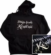 Zwarte hoodie met "Mijn foute kersttrui" -  zilver glitter - maat XL - kerst, kerstmis, fout, kerstfeest, kerstmis, trui, kerstdiner, aankleding