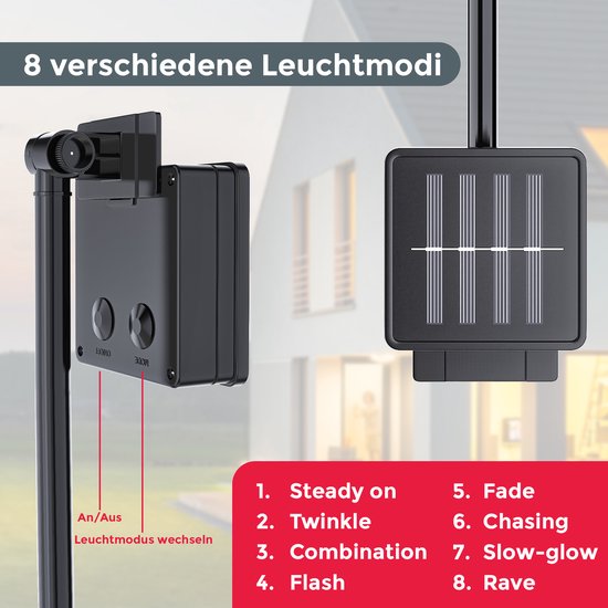 B.K.Licht - 2 Stuks Solar Lichtsnoer voor buiten - 2x Lichtslinger met 240 LED lichts - Tuinverlichting - Tuinlampen op zonneenergie - 2x 12 m - IP44 - warm wit licht - buitenverlichting