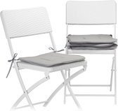 Relaxdays 4x stoelkussen - kleurrijk zitkussen - 38x38 - tuinkussen - wasbaar - grijs