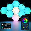 foto van HappyLEDS® Hexagon LED Lights App - Wandlamp Binnen – RGB LED Verlichting - Gaming Accesoires – Hexagon LED Panelen - 6 Stuks