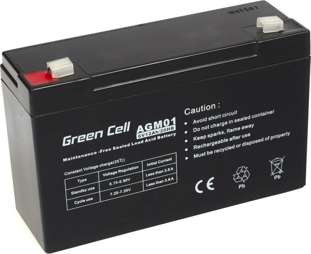 Green Cell 6V 12Ah (4.6mm) 12000mAh VRLA AGM accu | bol.com
