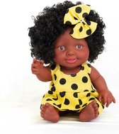 Little Melanin "Nandi" Bruine Pop / Donkere Pop Meisje Zwart Haar Krullen