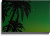 Walljar - Silhouet Groene Lucht - Muurdecoratie - Canvas schilderij