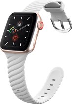 Compatible apple watch bandje - By Qubix - Siliconen 'Twist' bandje - Wit - Geschikt voor Apple Watch 42mm / 44mm / 45mm - Apple watch series 3/4/5/6/7