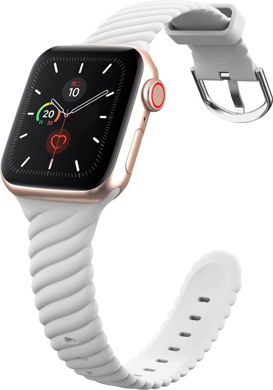 Bracelets Apple Watch Compatible - By Qubix - Bracelet 'Twist' en Siliconen  - Wit -... | bol.com