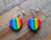 LGBTQ - Oorbellen met hartjes met een regenboogmotief (kawaii, animé, manga, LGBTQIA+, pride, love, LHBTI+, LHBTIQA+, gay, trans, bi, lesbo)
