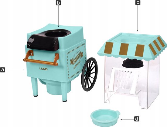 Lund klassieke popcorn maker / machine werkt op hete lucht en is vetvrij - popcorn klaar in 3 minuten 1200W 68260 groen — afbeelding 3
