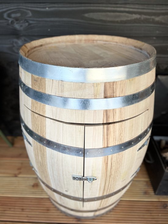 Casier à vin 150 L tonneau à vin en bois de châtaignier avec portes -  Tonneau à vin -... | bol