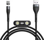 Baseus Micro USB + iPhone lightning + Type-C Magnetische Laad Data Kabel Zwart 5 Ampere 1 Meter handig je telefoon, tablet of pc opladen met 3 gangbare aansluitingen