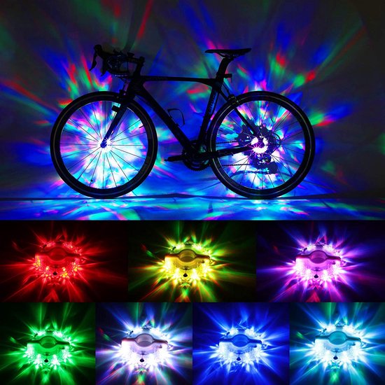 Trots pil effect Multi Spaak Licht LED Fietswiel - 33 patronen -7 kleur-Spaakverlichting  -... | bol.com
