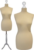 Paspop Ecru - Paspop dames - Mannequin - Mannequin vrouw - Witte Driepoot - Paspop Buste Torso - Paspoppen - Etalagepop – 32/34 Verstelbaar