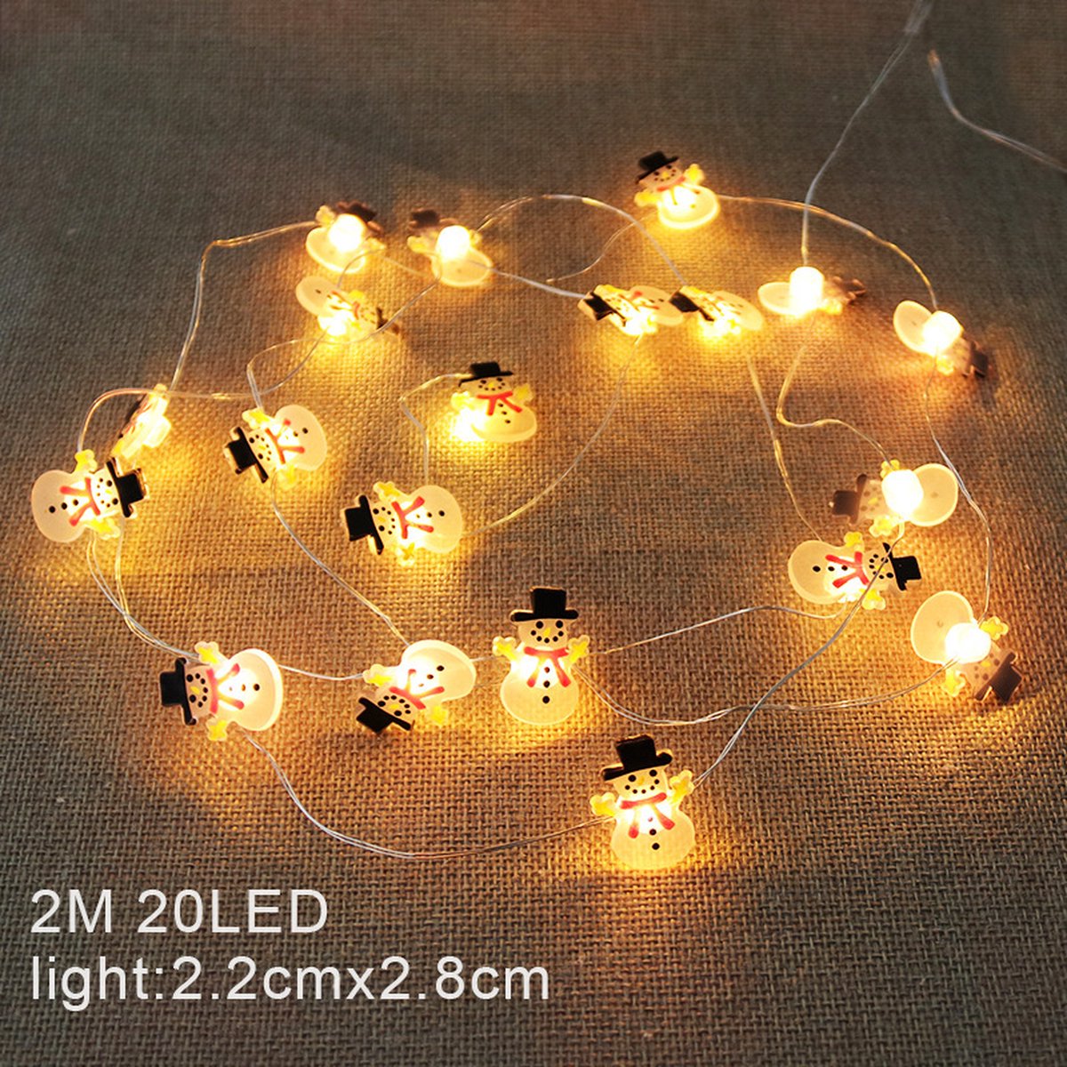 Ledlampjes - 20 LED - Lichtslinger 2 Meter - Kerstverlichting - Kerstversiering - Sneeuwpop - Lichtketting Sneeuwman - Lichtslinger Sneeuwpop - Nieuwjaar - lichtsnoer - sfeerverlichting - draadverlichting
