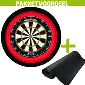 Mission Axis + Rubberen Dartmat 60*250 + Dartbordverlichting Deluxe (Rood - Zwart)