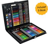 Tekendoos - Tekenset - Tekenetui - Stiften - Kleurpotloden - Wascokrijtjes - Pastelkrijt - Potloden - Aquarelverf + Gratis E-Book met kleurplaten
