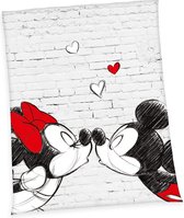 Herding Disney`s Mickey & Minnie microvezel fleece deken, polyester, wit, 150 x 200 cm