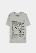 Pokémon Heren Tshirt -XS- Pika Japanese Grijs
