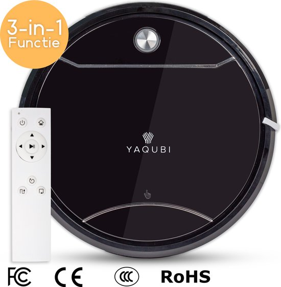 Yaqubi 3 in 1 - robotstofzuiger - zwart - met afstandbediening & laadstation