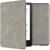 kwmobile e reader hoes geschikt voor Amazon Kindle Paperwhite 11. Generation 2021 - Case van kunstleerleer - Kat Miauw design - In grijs